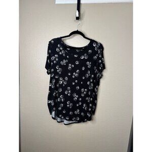 Premise Studio Women's Black Blouse‎ Size 1X short sleeve floral rayon